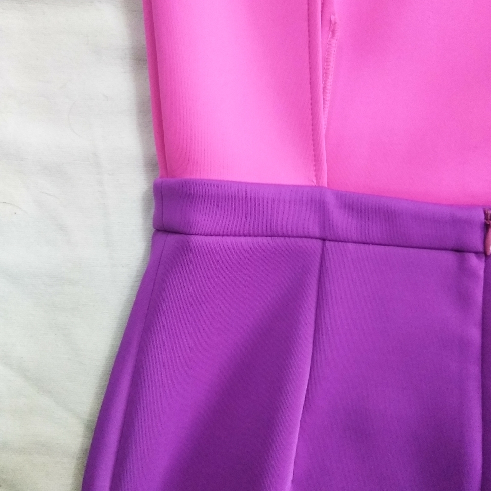 KTR Pink&Lilac Scuba, Open back ALine Pencil Dress - Picture 4 of 8